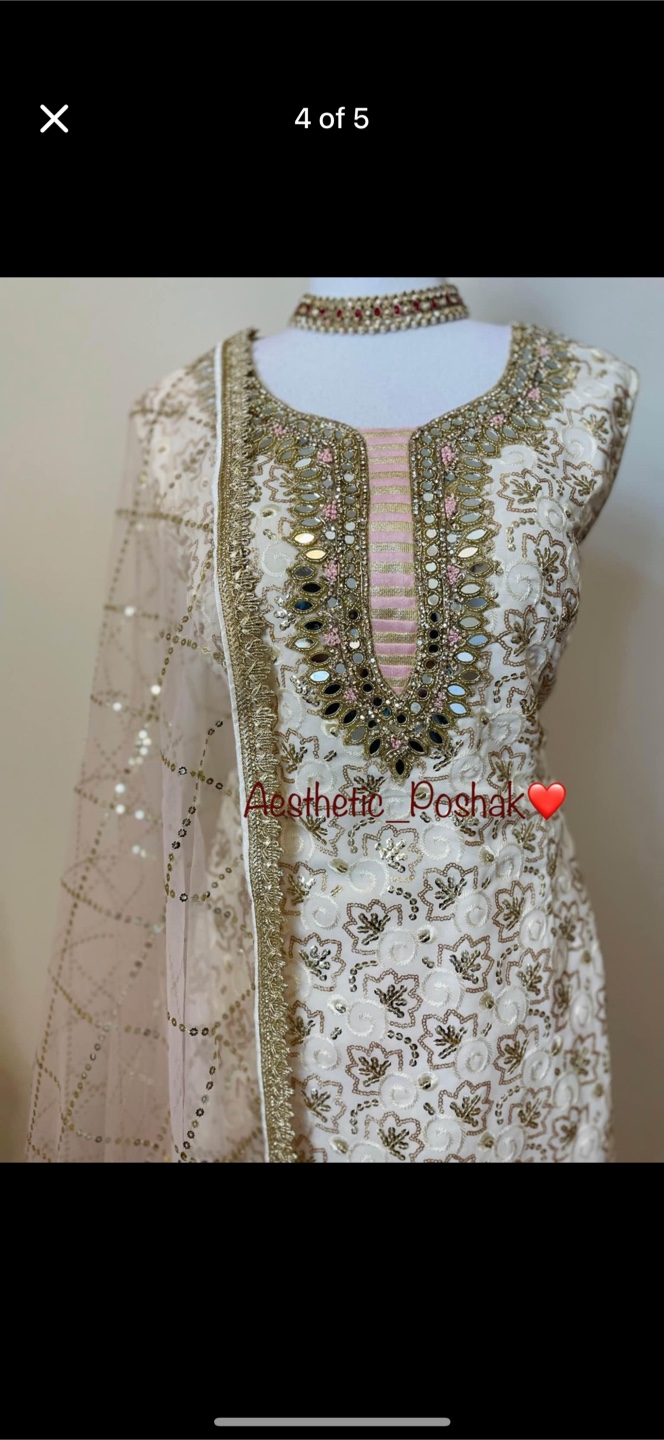 Gorgeous Off-White and Pink sharara suit - photo 3