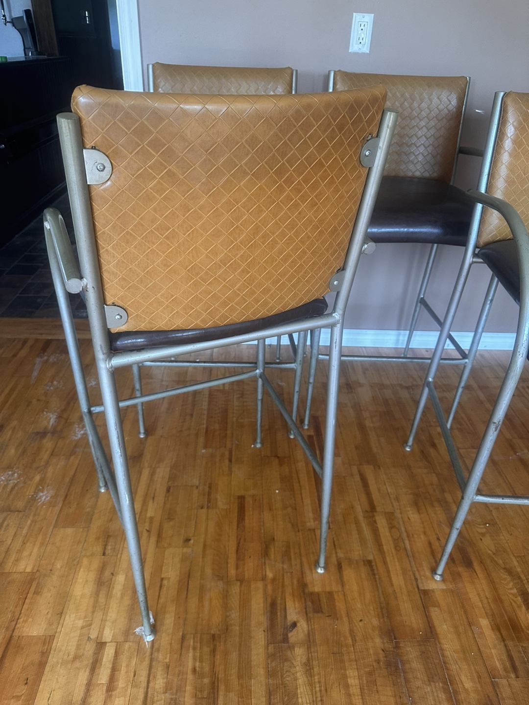 Set of Four Brown and Tan Bar Stools - photo 2