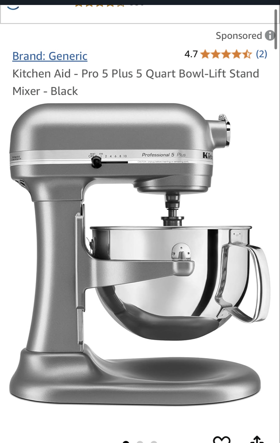 Kitchen Aid - Pro 5 Plus 5 Quart Bowl