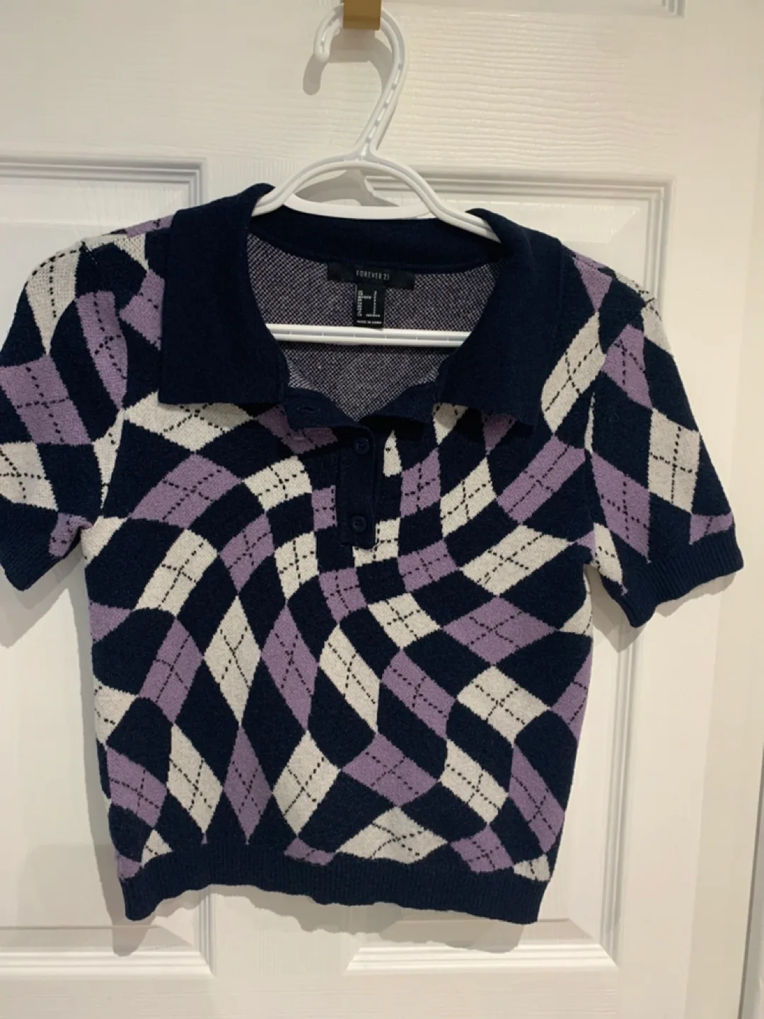 Forever 21 Argyle Knit Polo Shirt thumbnail