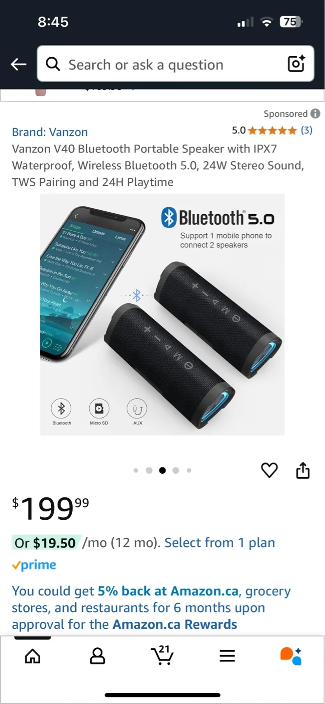 Bluetooth Portable Speaker - IPX7 Waterproof, 24H Playtime image indicator(4)