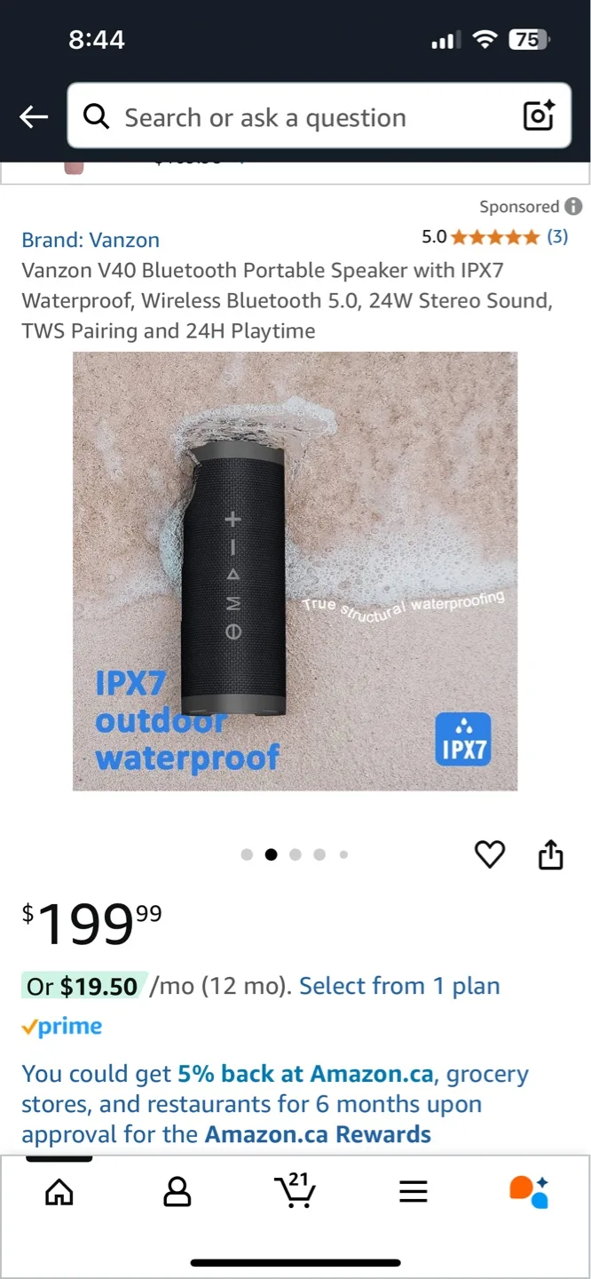 Bluetooth Portable Speaker - IPX7 Waterproof, 24H Playtime image indicator(2)