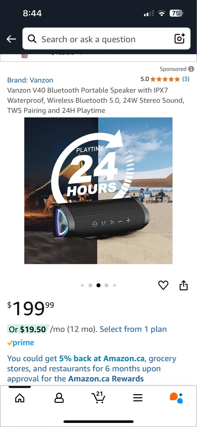 Bluetooth Portable Speaker - IPX7 Waterproof, 24H Playtime image indicator(3)