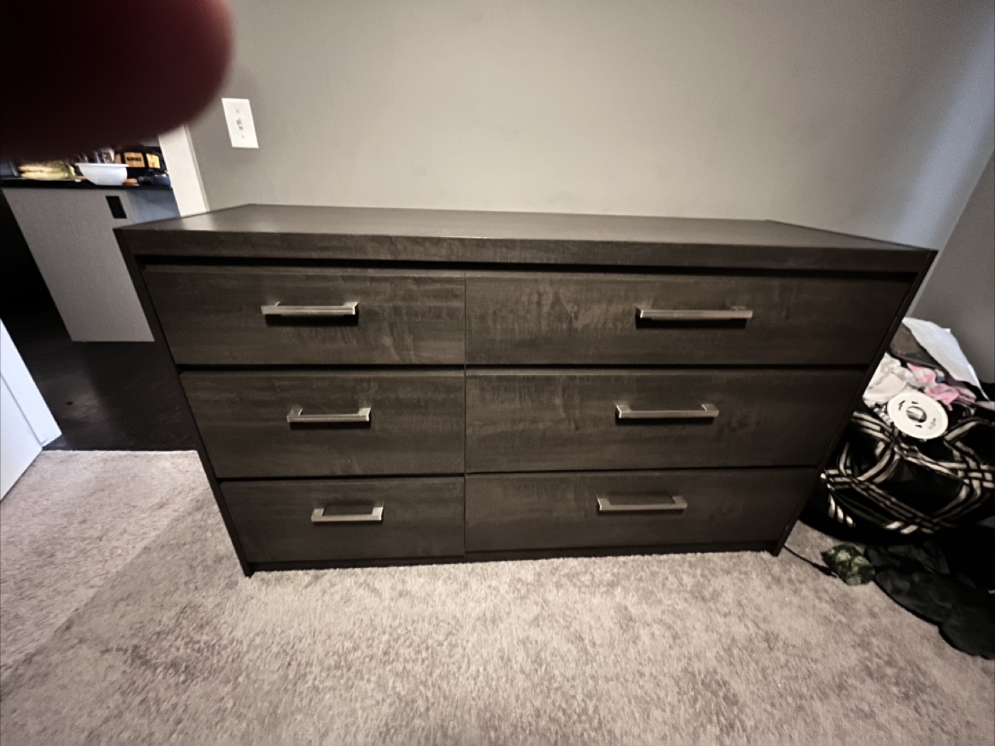 Dark Grey 6-Drawer Dresser and Matching Mirror