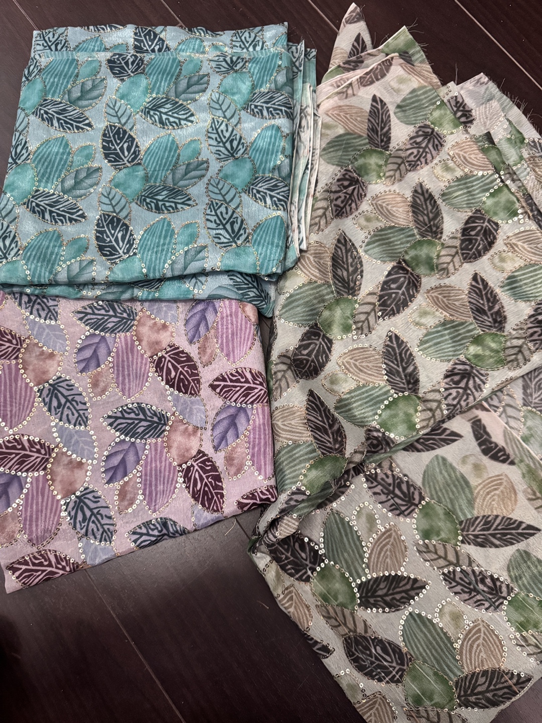 Leaf-patterned punjabi( suit unstitched  )shirt