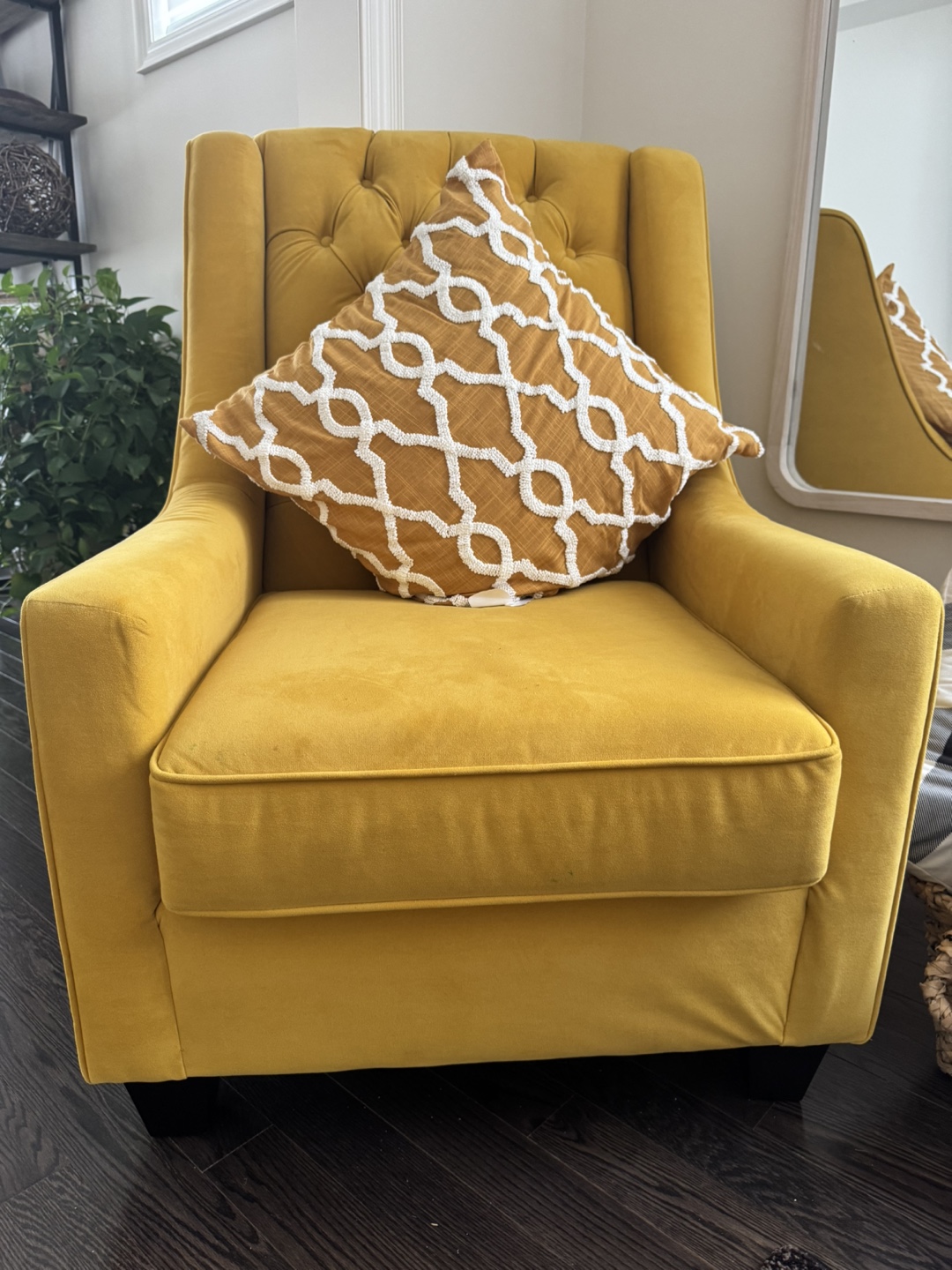 Custom Mustard Yellow Velvet Accent Chair
