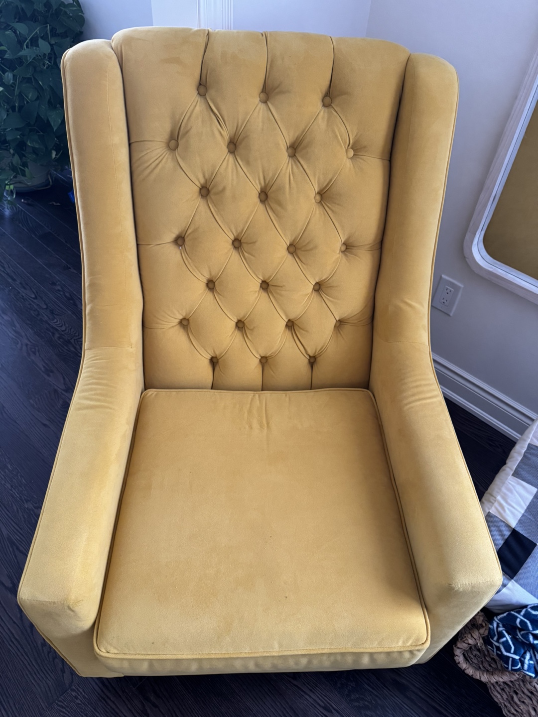 Custom Mustard Yellow Velvet Accent Chair - photo 2