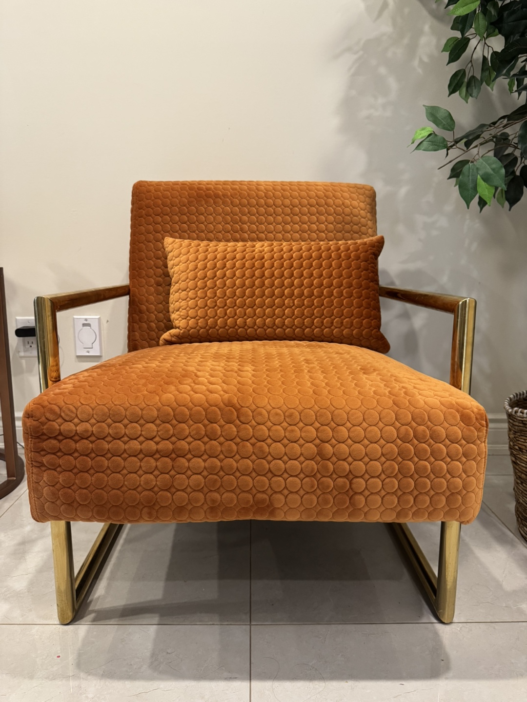 MOVING SALE Pair of Velvet Accent Chairs with Gold Legs - photo 3