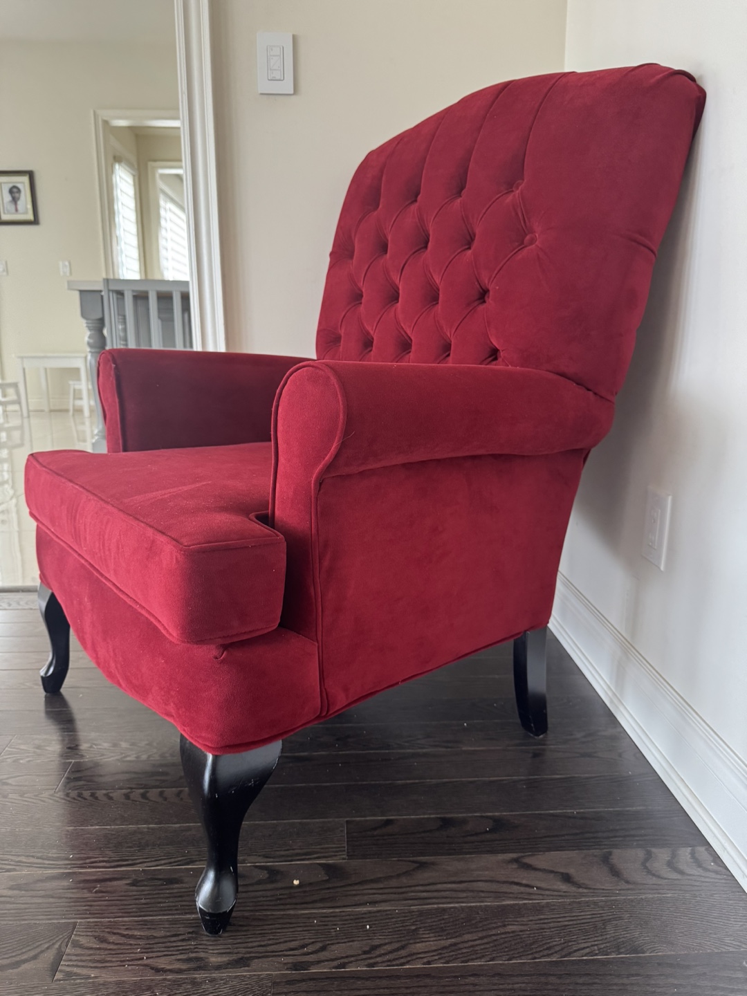 MOVING SALE Red Velvet Accent Chair - photo 2