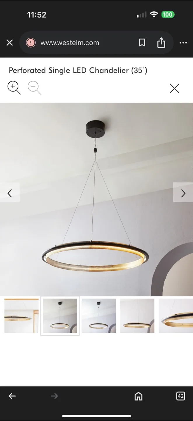 West Elm Perforated Single LED Chandelier (35") thumbnail
