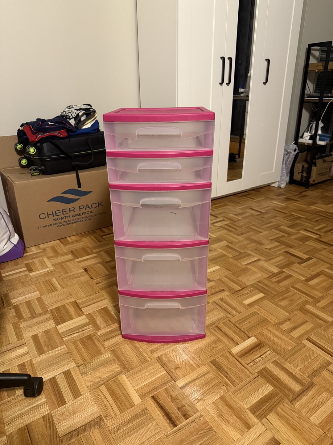 Pink 5-Drawer Plastic Storage Organizer
