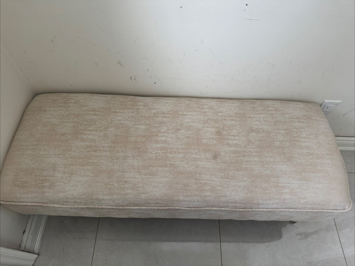 MOVING SALE Beige Upholstered Storage Ottoman Bench - photo 2