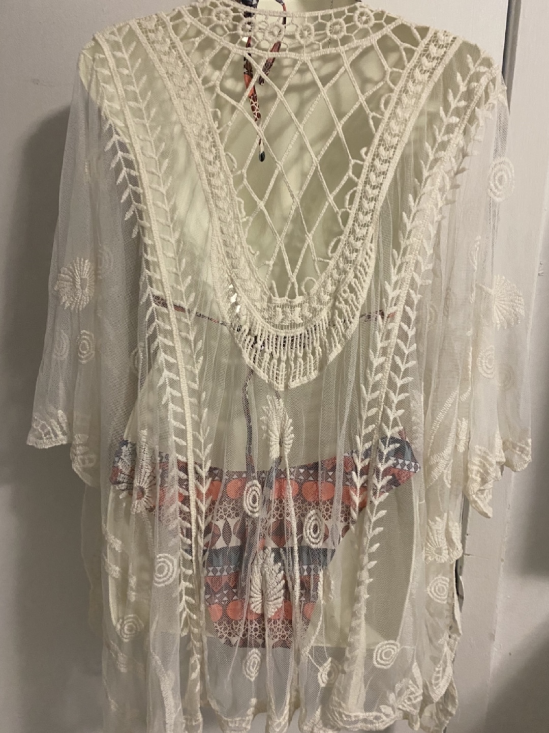 Cream Crochet Beach Coverup and Bikini Set - photo 2