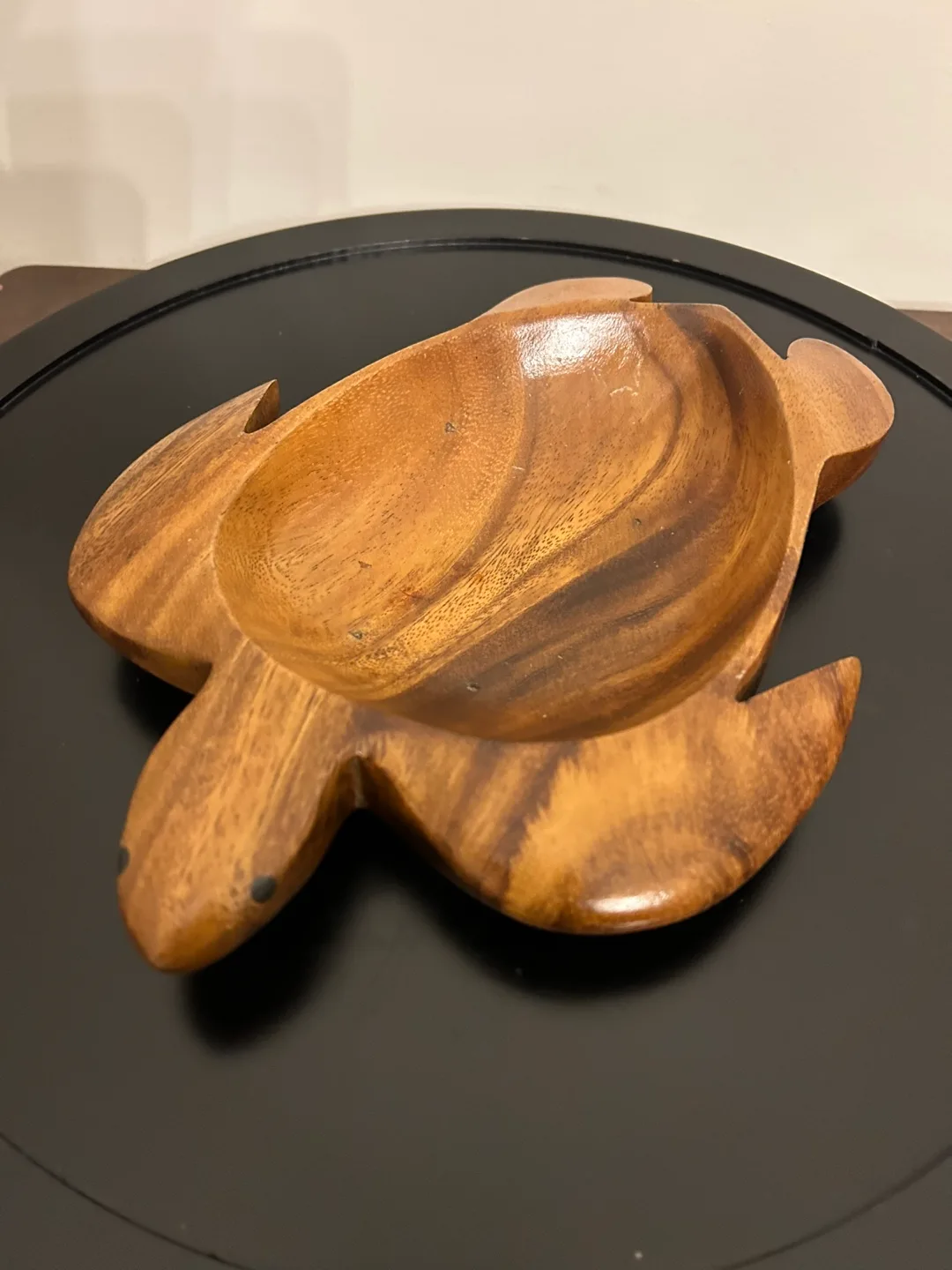 Vintage Monkey Pod Wood Turtle Dish Tray Bowl 9,5” thumbnail