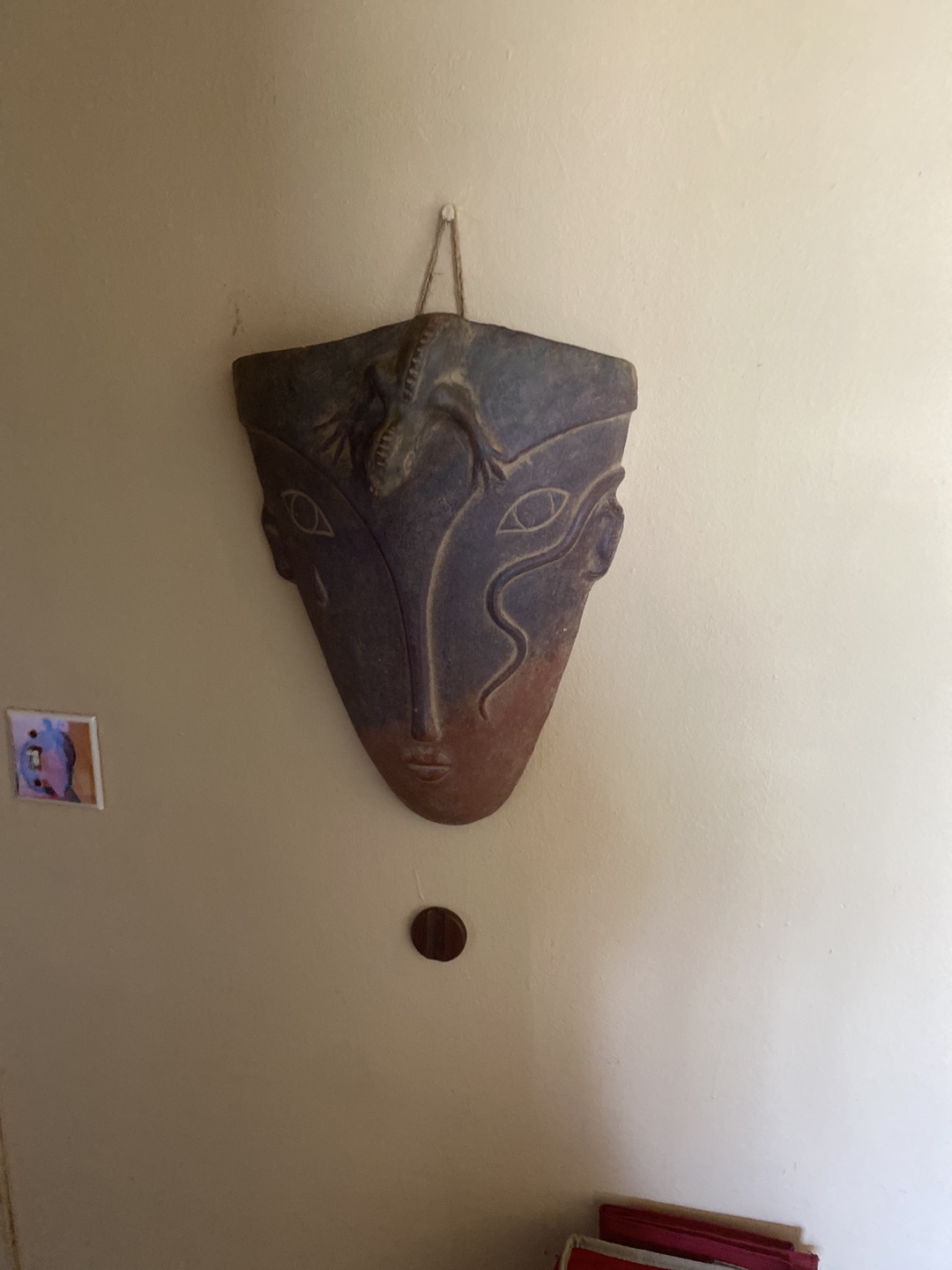Hand-Sculpted Clay Mask Wall Hanging