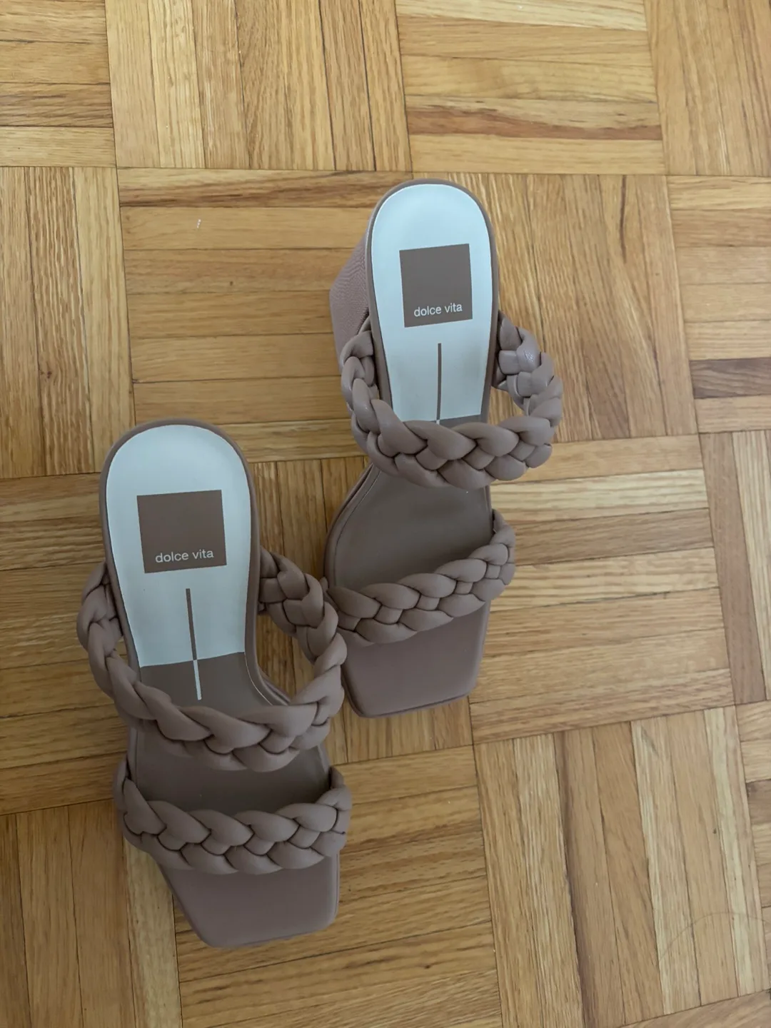 Dolce Vita Beige Braided Block Heel Mules thumbnail