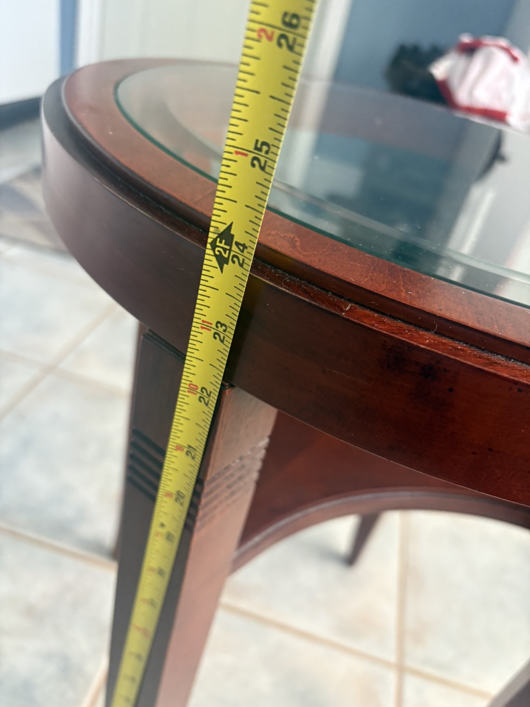 Round Glass Top End Table - photo 4