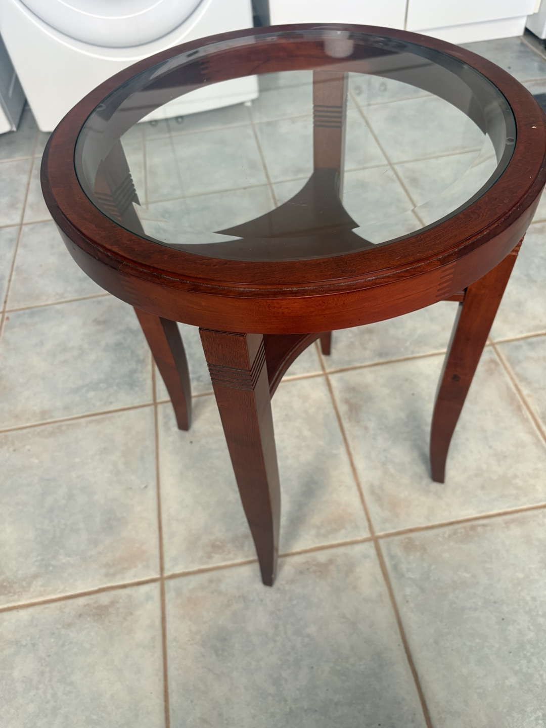 Round Glass Top End Table