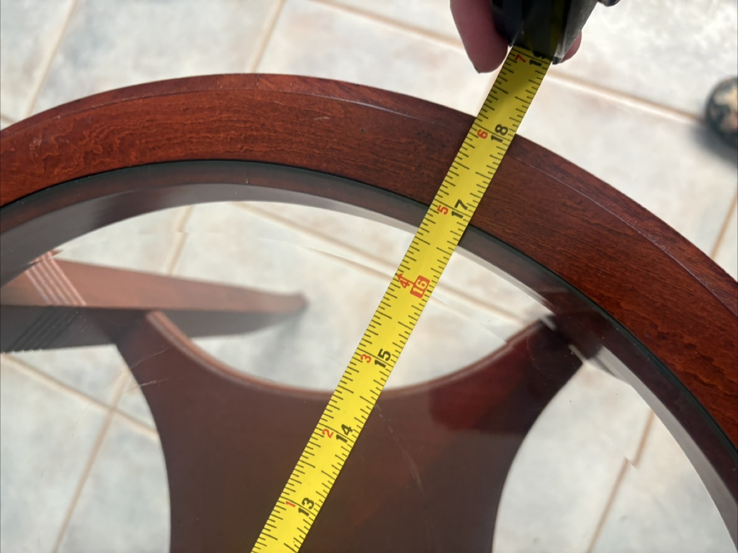 Round Glass Top End Table - photo 3