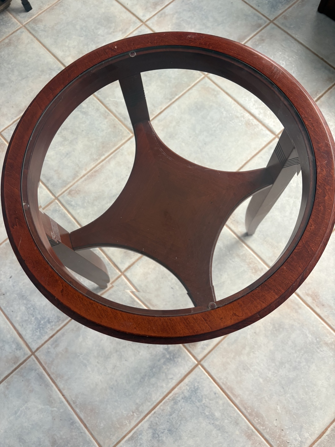 Round Glass Top End Table - photo 2