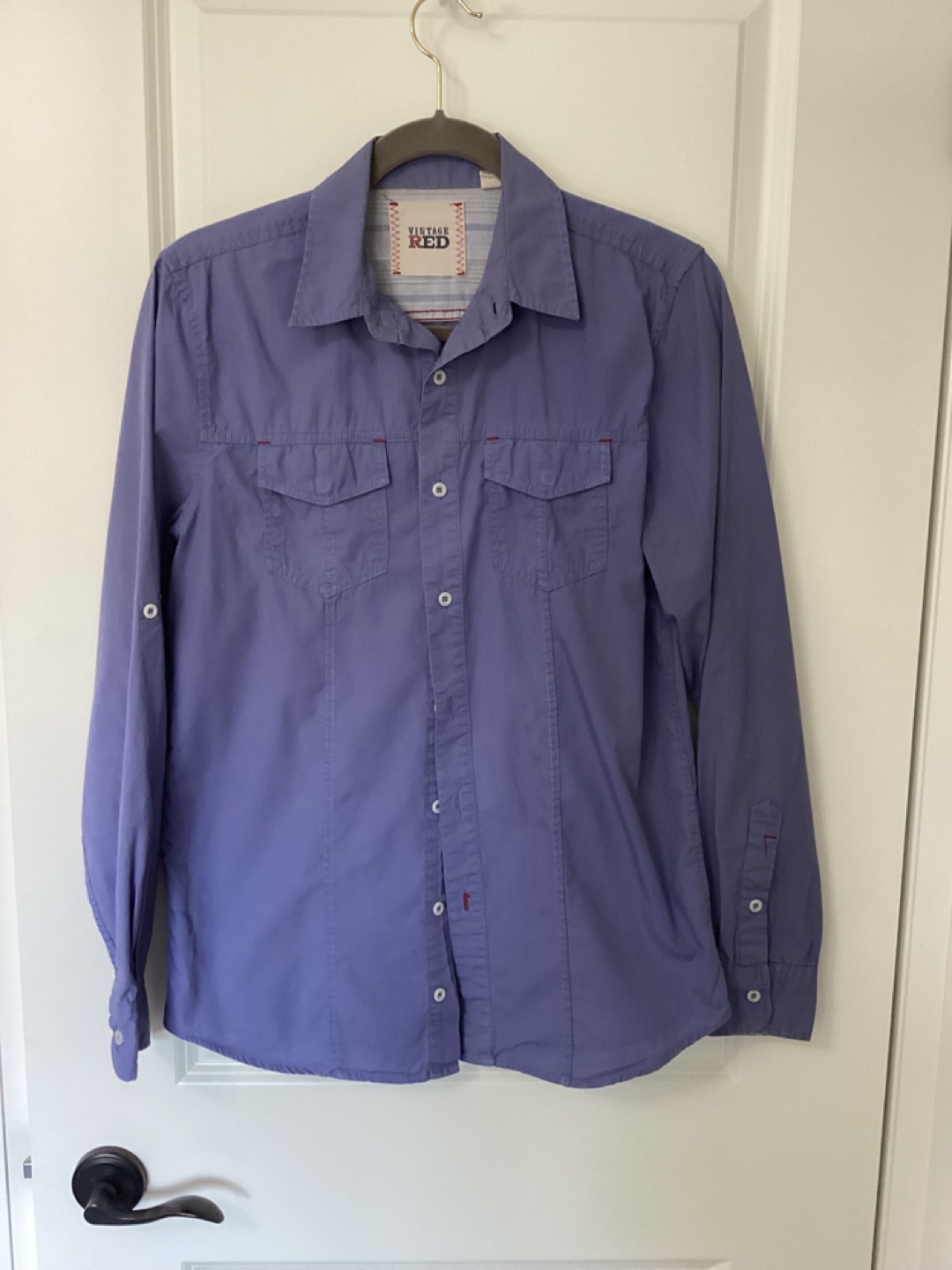 YOUNG MENS VINTAGE RED COTTON SHIRT