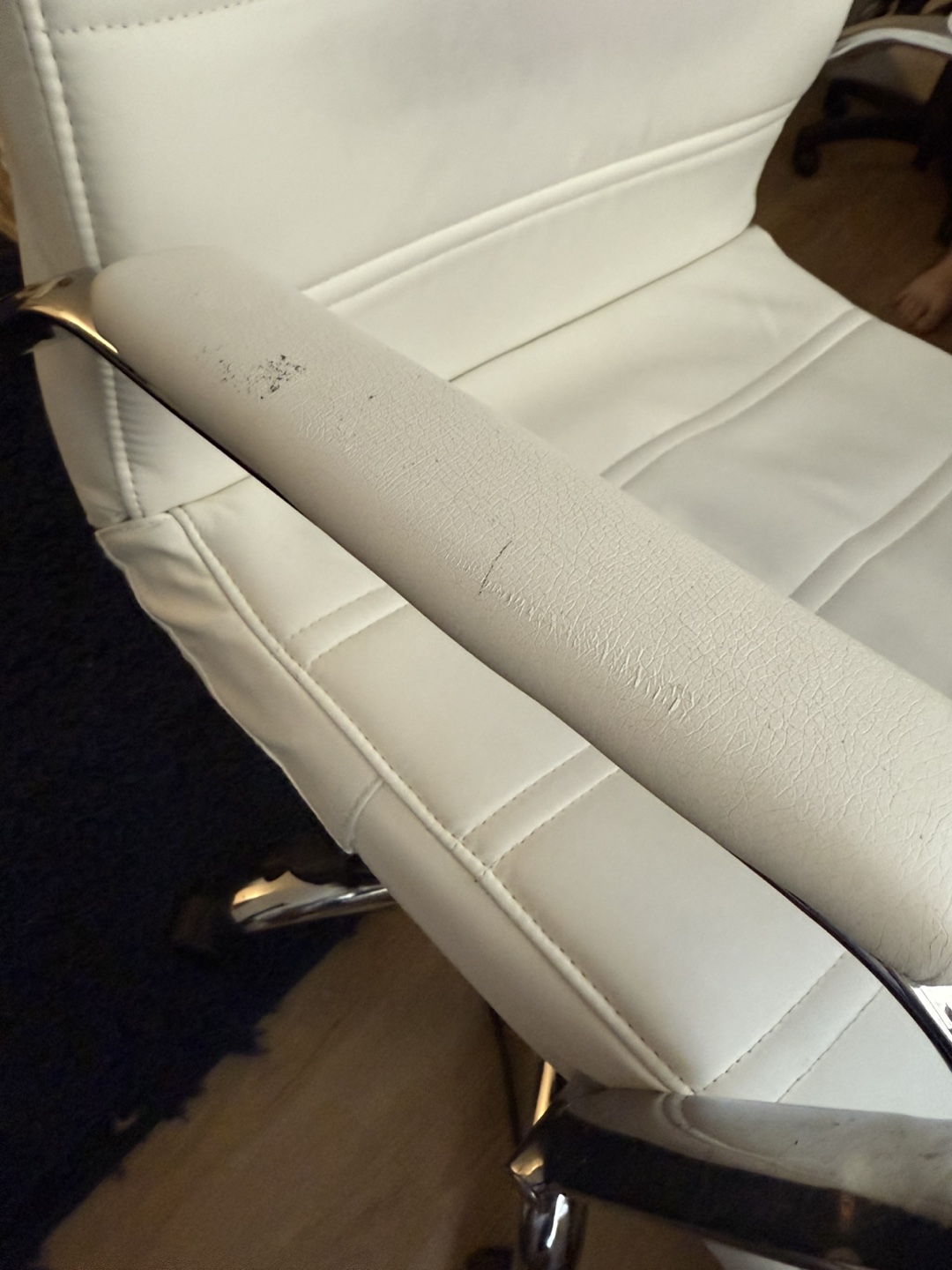 White Office Chair with Chrome Base - photo 3