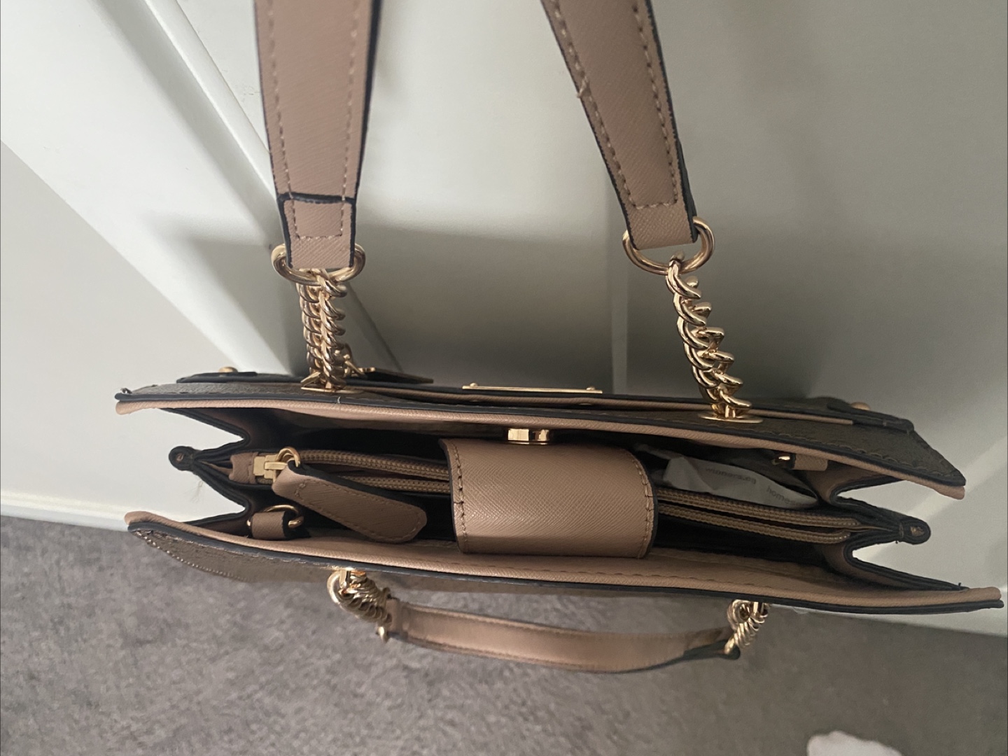 Guess Brown Tote Bag with Chain Strap - photo 3