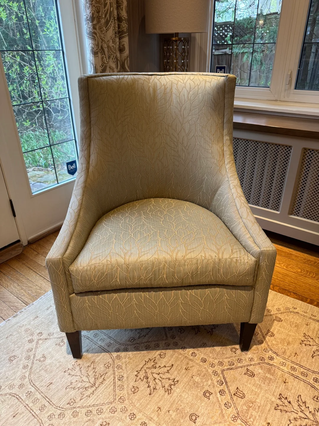 Accent Chair with Leaf Pattern Upholstery thumbnail