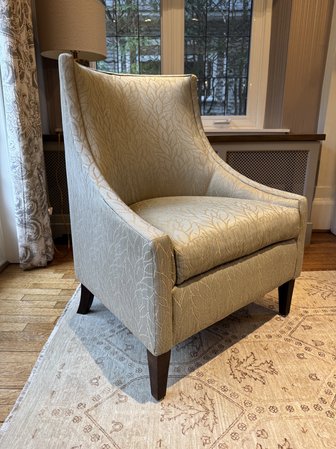 Accent Chair with Leaf Pattern Upholstery - photo 2