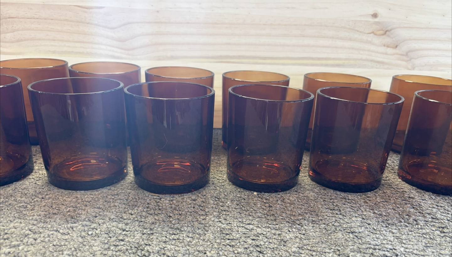 12 oz amber candle glasses x12 NEW - photo 2