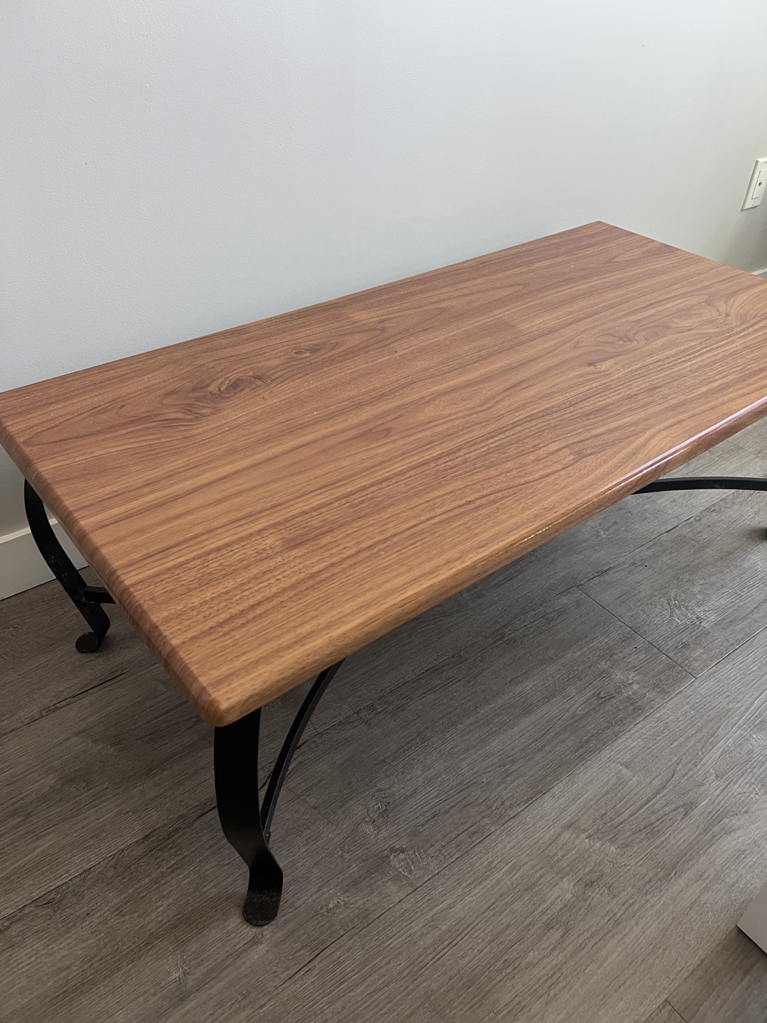 Modern Coffee Table with Wood Top and Black Metal Legs