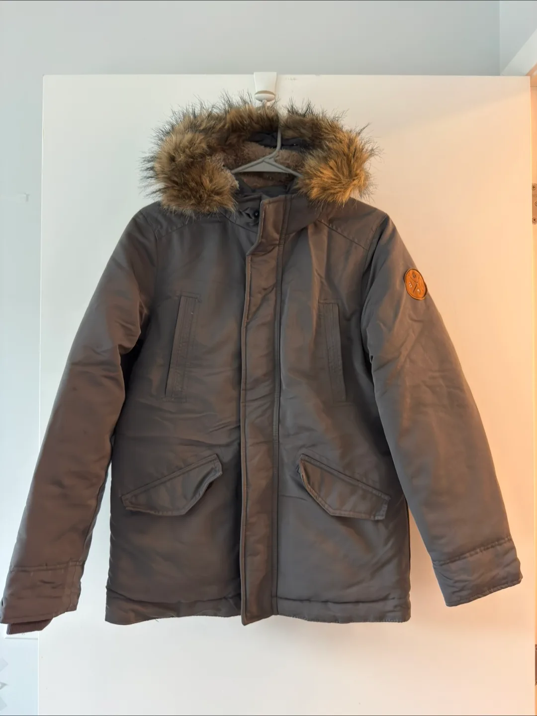 Abercrombie Kids Grey Winter Parka Jacket - Size 13/14 thumbnail
