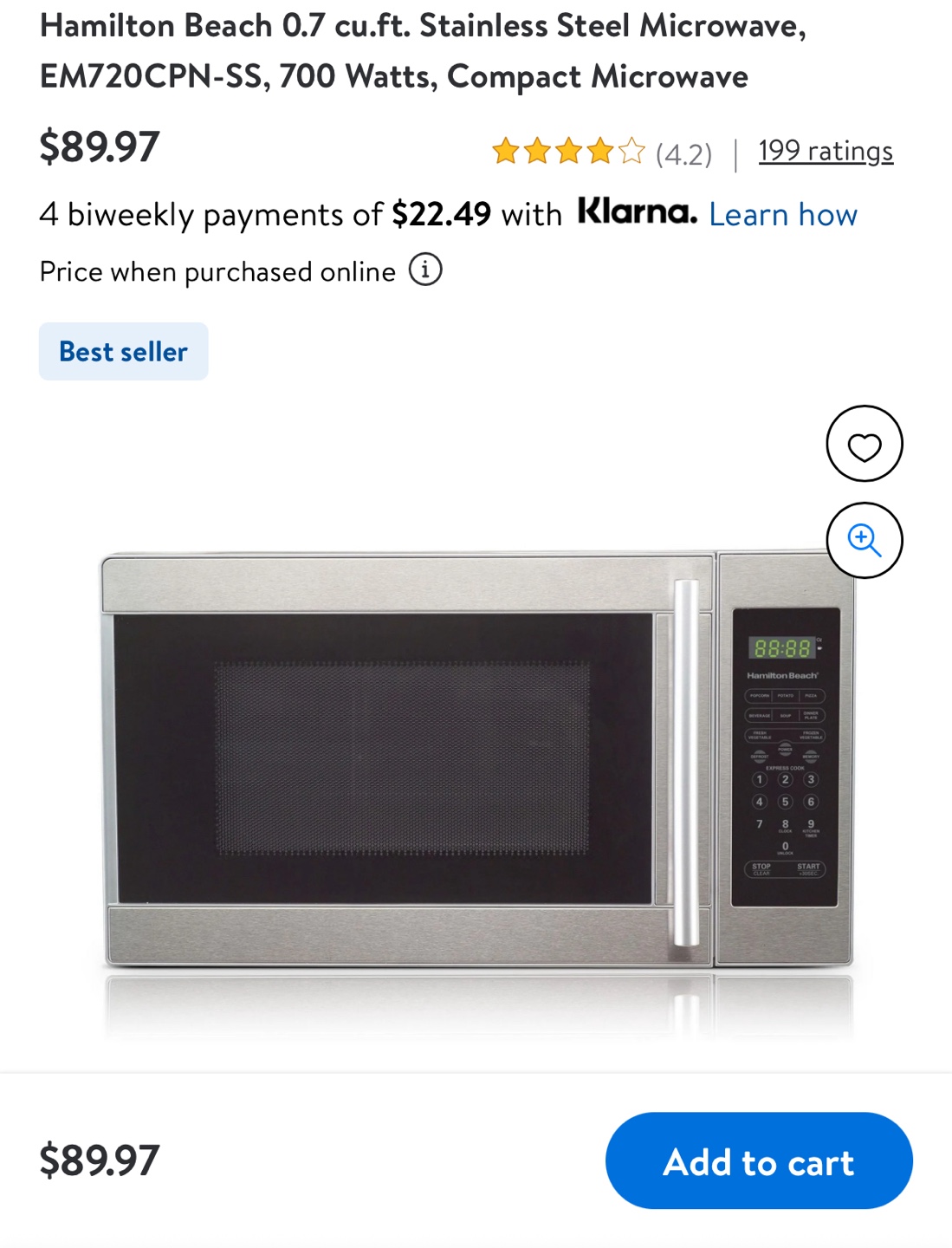 Like new!Hamilton Beach 0.7 cu. ft. Stainless Steel Microwave - photo 2