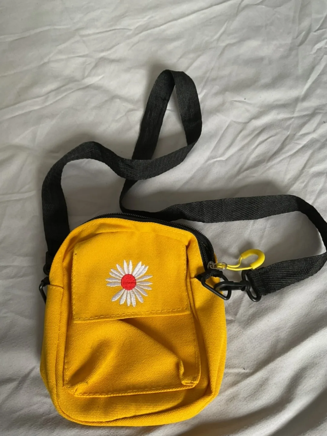 Yellow Canvas Crossbody Bag with Daisy Embroidery thumbnail