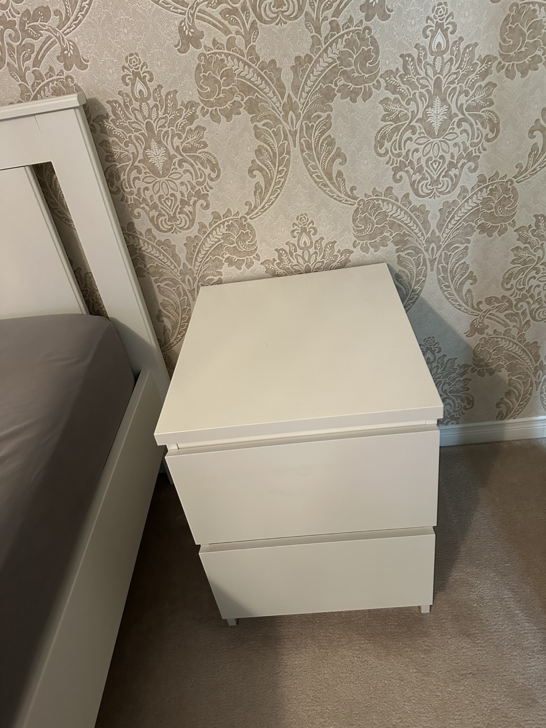 White Two-Drawer Nightstand