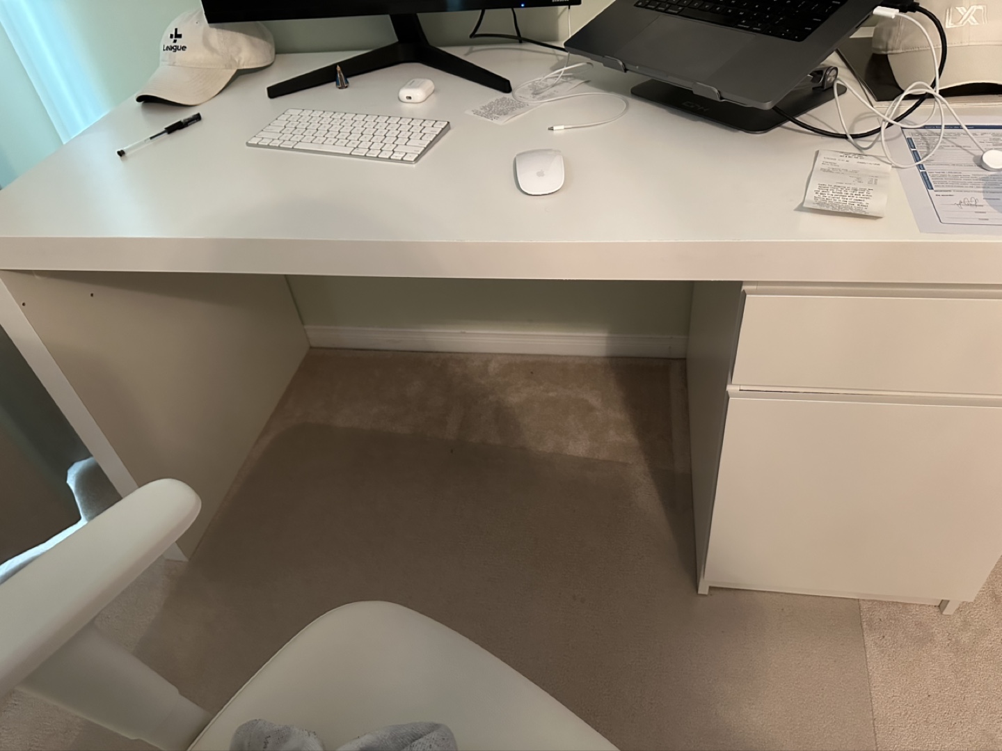 White IKEA Desk with Drawers