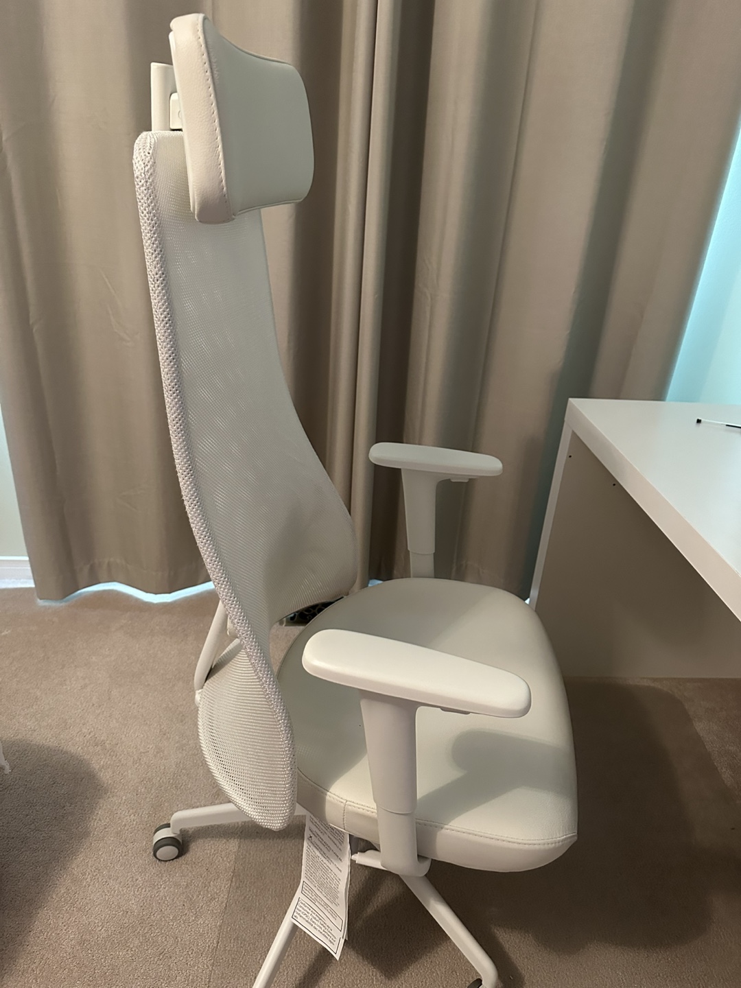 White Mesh Office Chair with Headrest