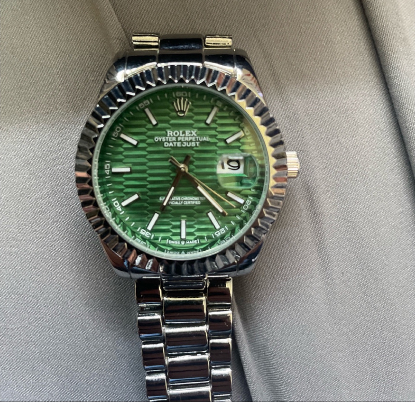 Rolex Watch Green Dial Stainless Steel Band - photo 2