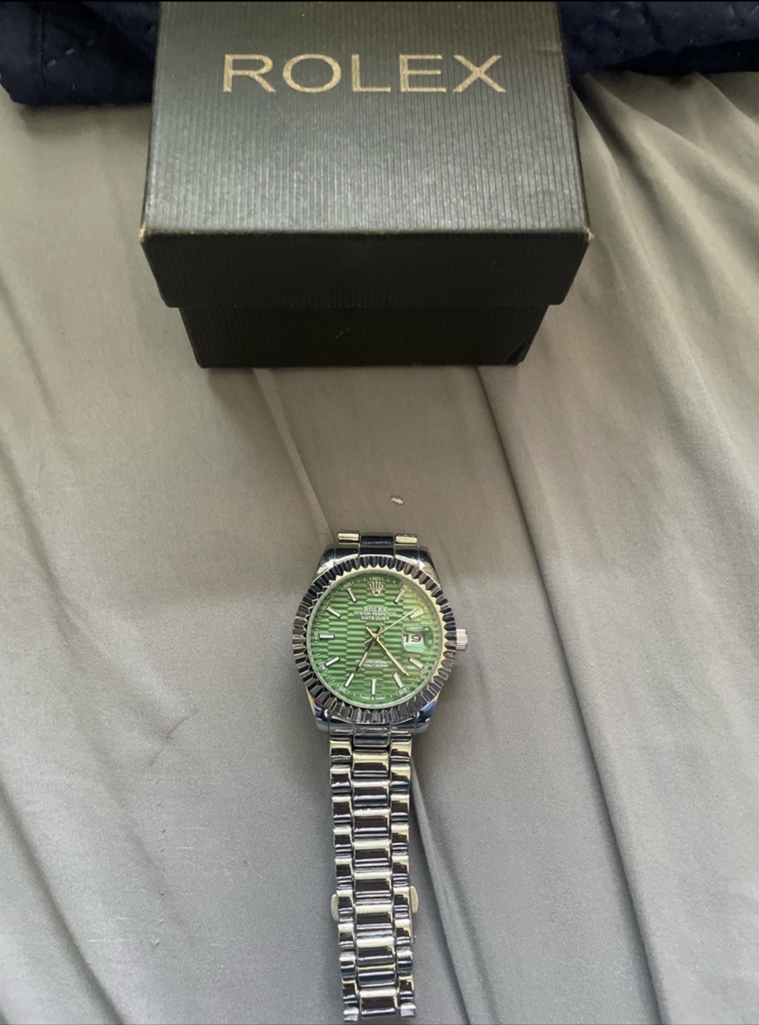 Rolex Watch Green Dial Stainless Steel Band