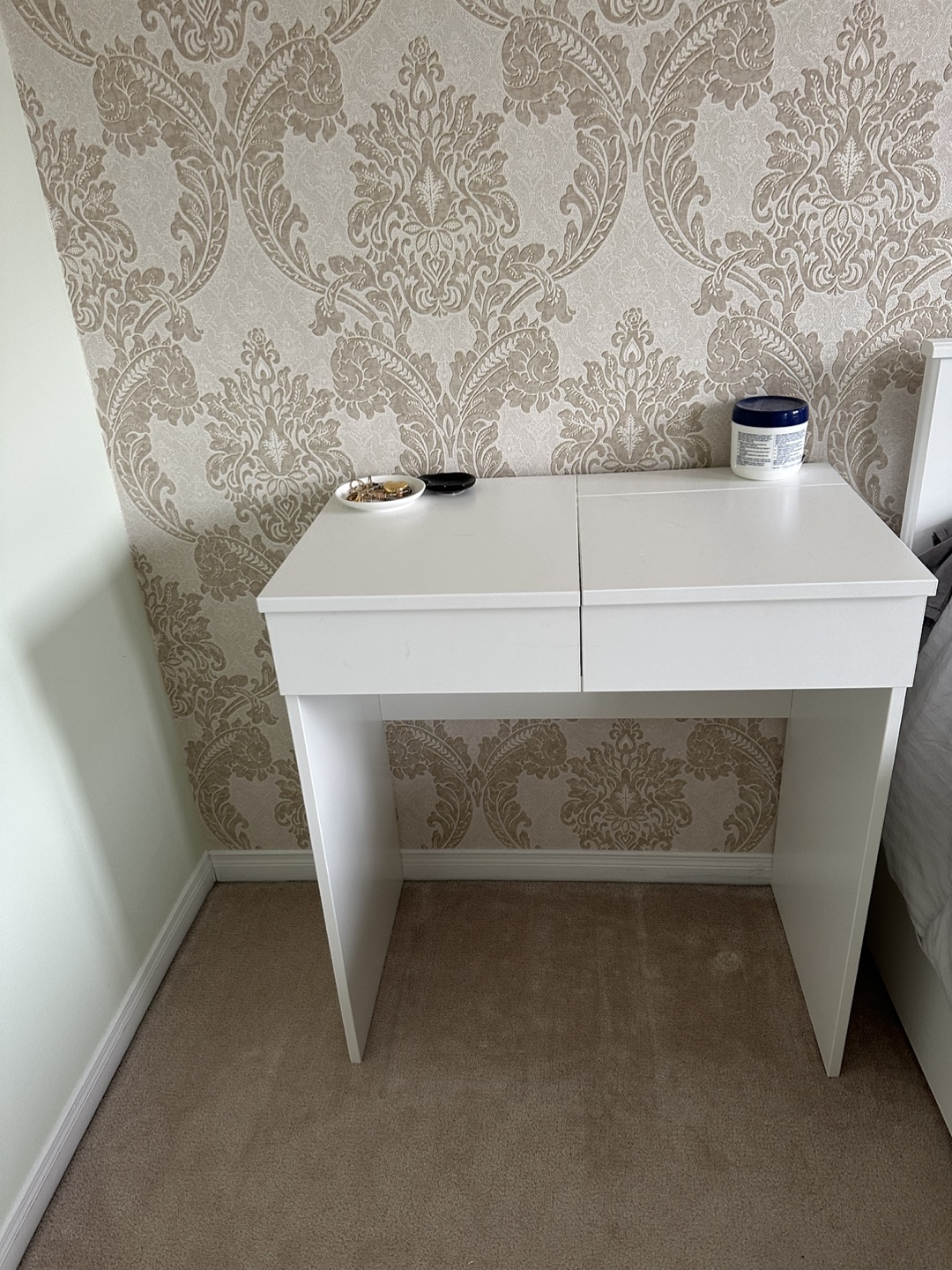 White Vanity Table with Two Drawers