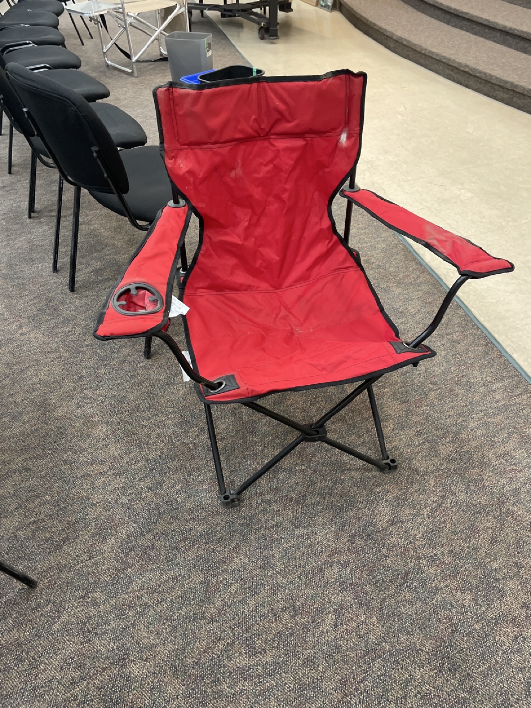 Red Folding Camping Chair with Cup Holder