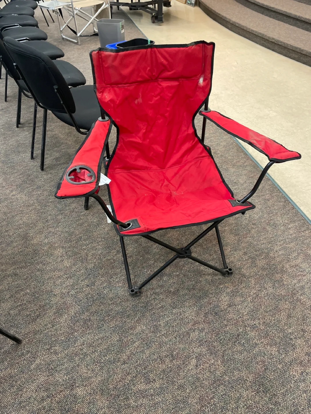 Red Folding Camping Chair with Cup Holder thumbnail
