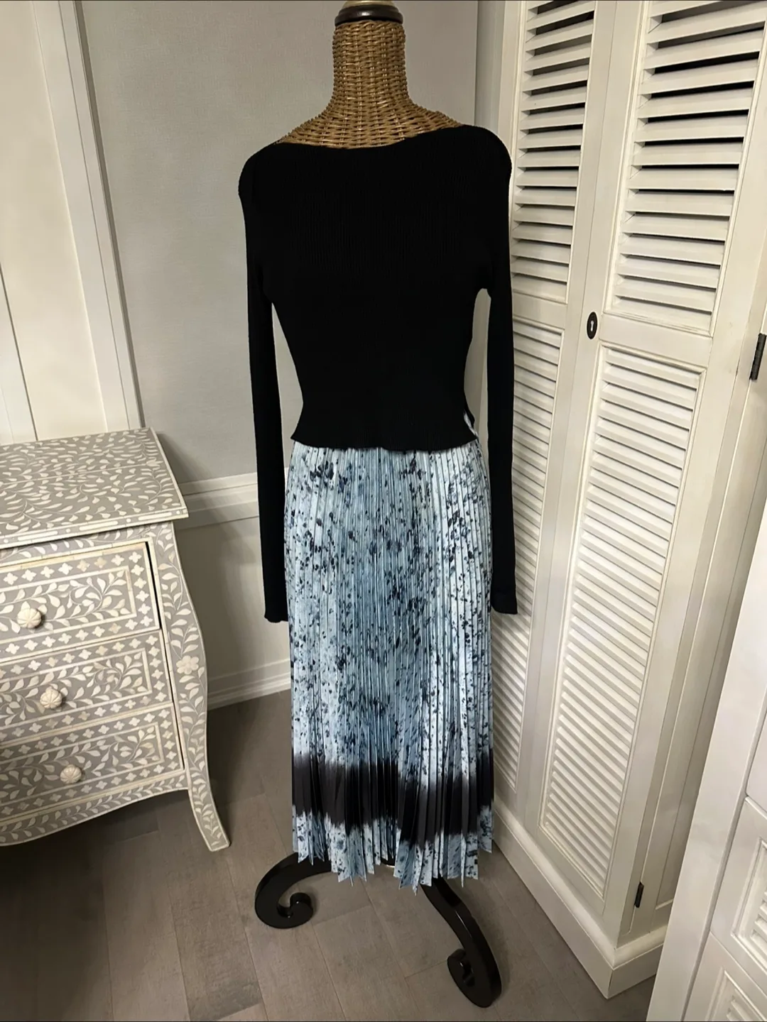 All Saints Lera Yermo Dress Light Blue/Black * US Small thumbnail