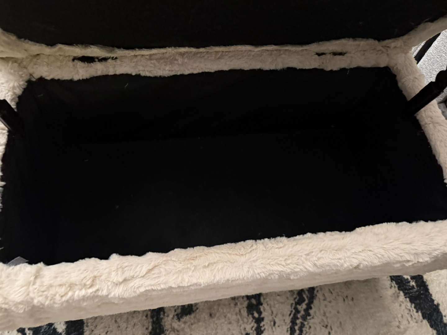 Cream Faux Fur Storage Ottoman - photo 3