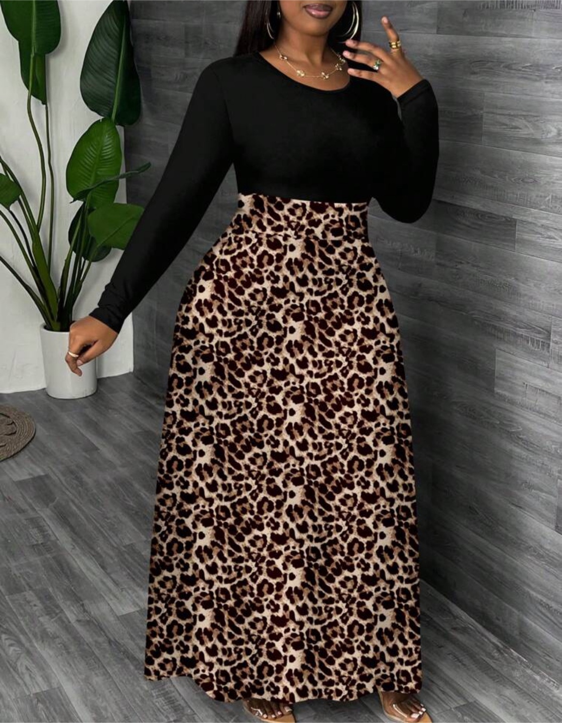 Women's Leopard Print Maxi Dress