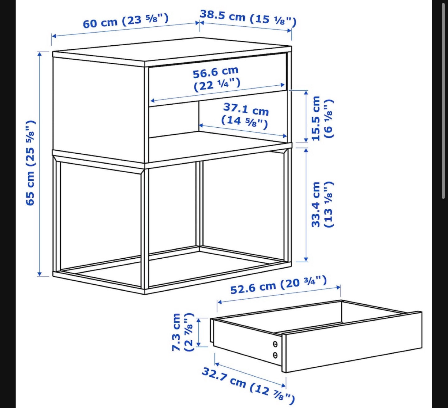 IKEA VIKHAMMER Black Nightstand - photo 2