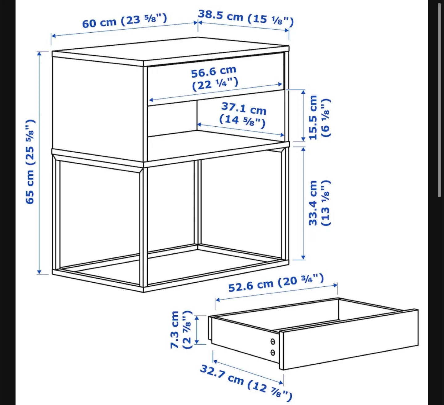 IKEA VIKHAMMER Black Nightstand image indicator(2)