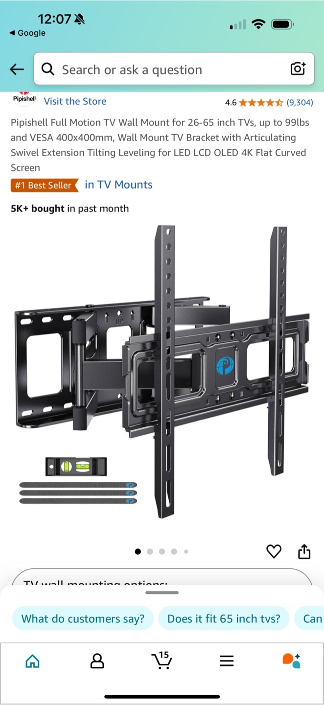 Pipishell Full Motion TV Wall Mount