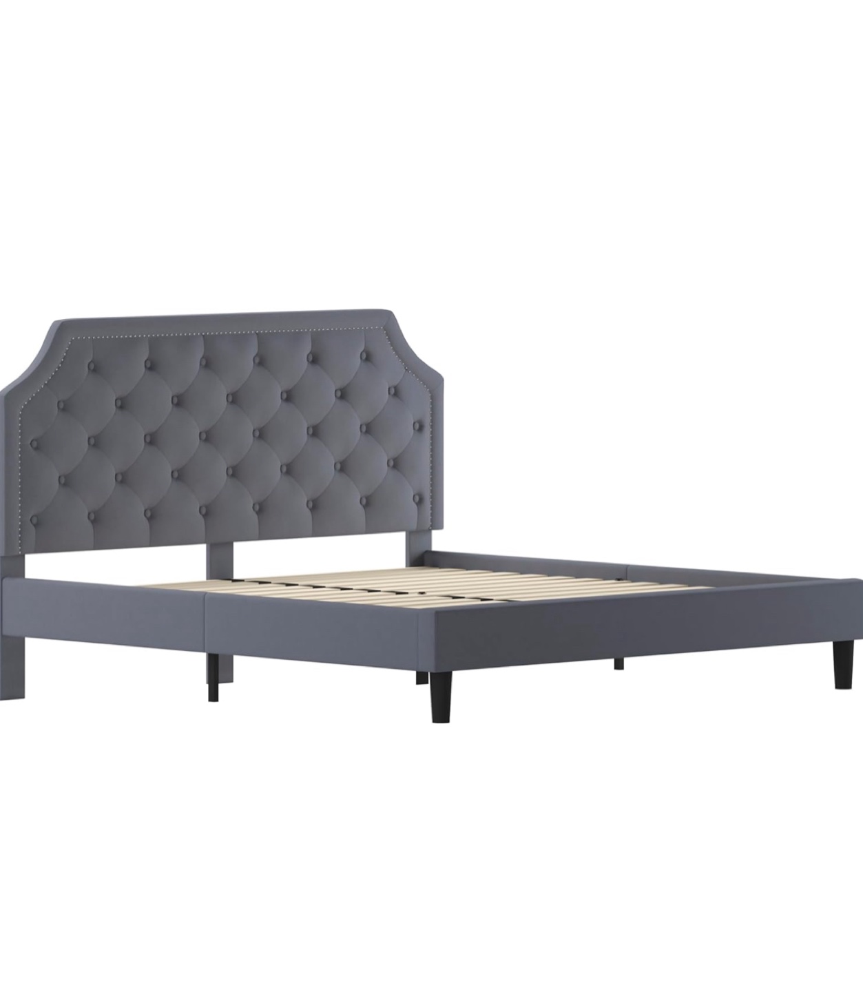 Gray Upholstered Platform Bed Frame (King)