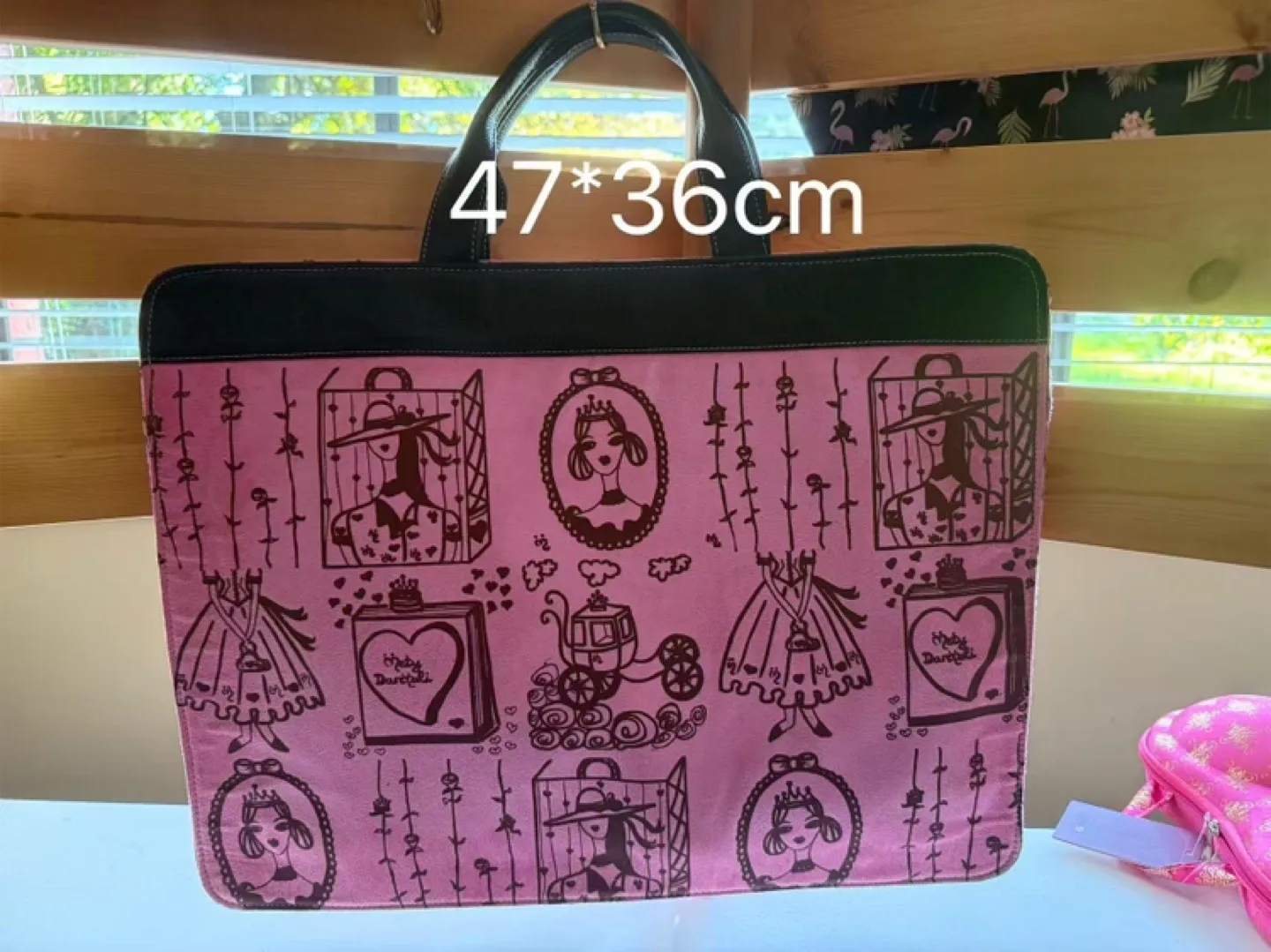 Pink and Black Holly Bubbles Laptop Tote Bag thumbnail